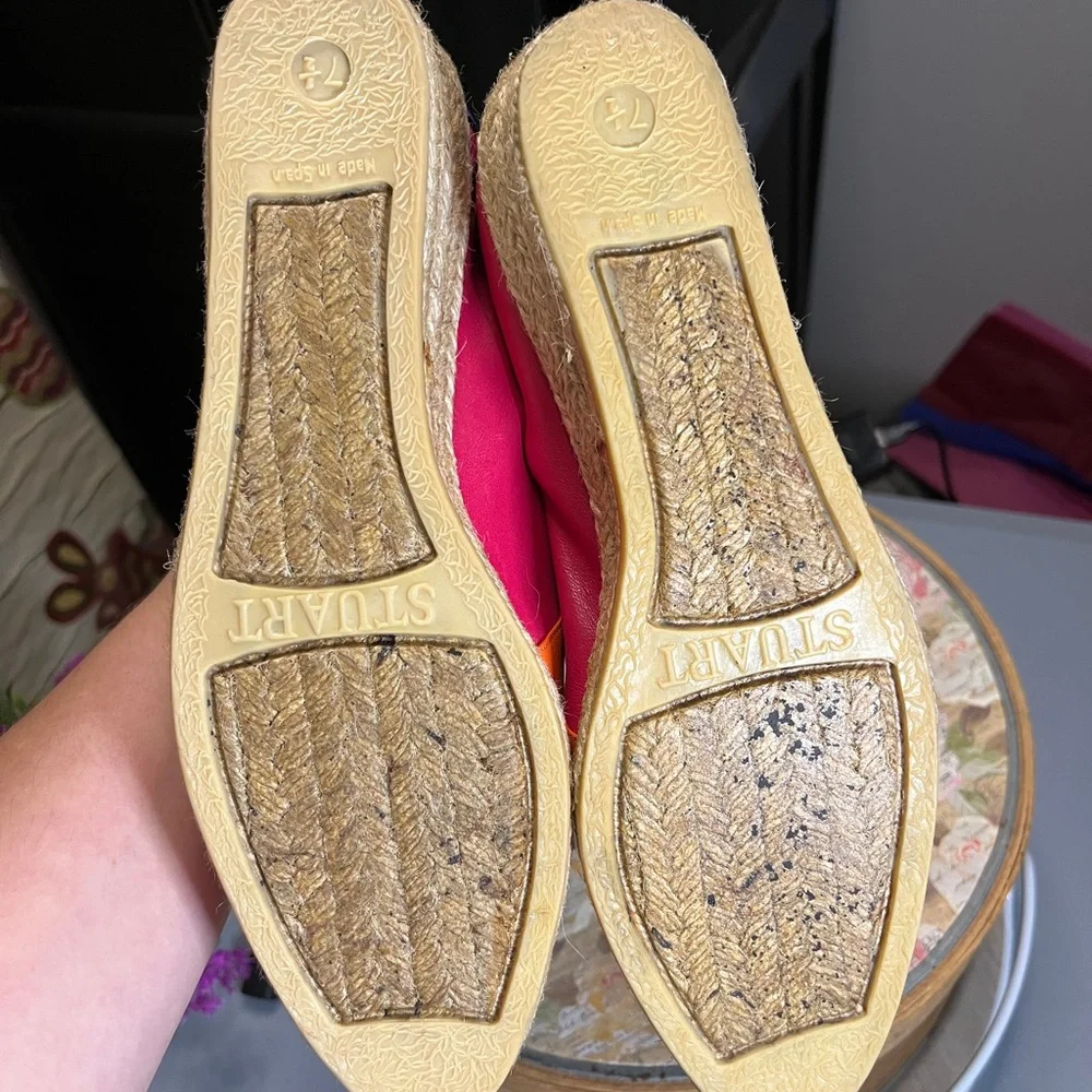 Vintage Stuart FINE leather color-block flats, made in Spain, size 7.5 M